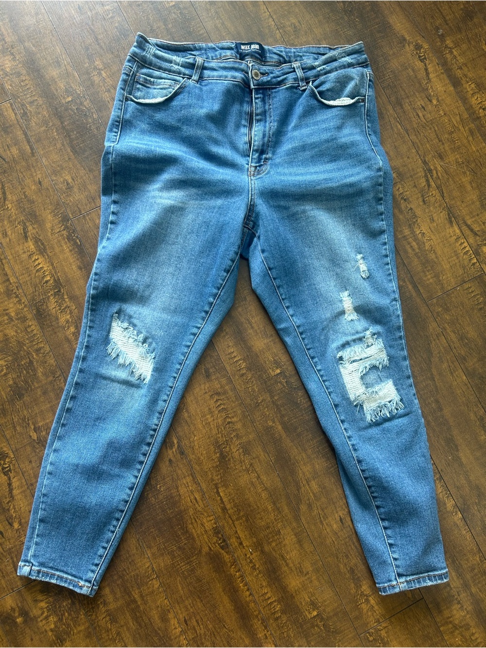Wax Jean Distressed Blue Boyfriend Jeans